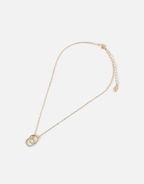 Linked Circle Pendant Necklace, Gold (GOLD), large