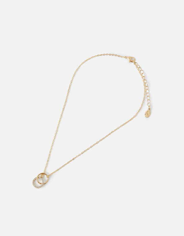 Linked Circle Pendant Necklace, Gold (GOLD), large