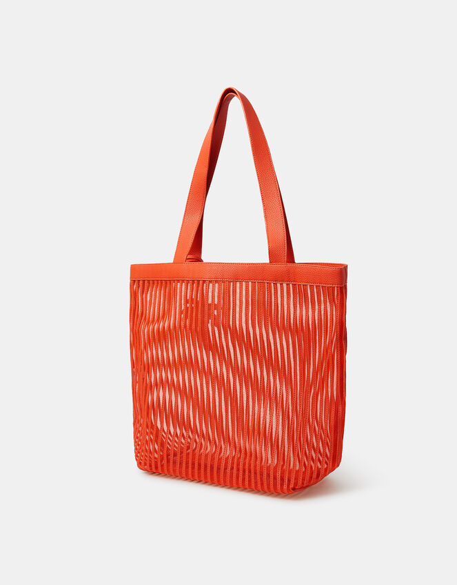 Mesh Stripe Shopper Bag, , large