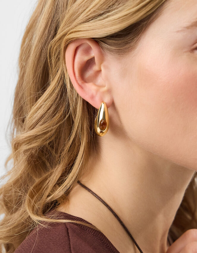 Stone Detail Teardrop Earrings, , large
