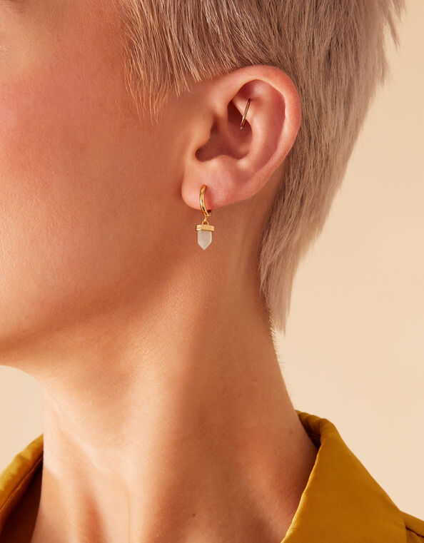 14ct Gold-Plated Aventurine Shard Earrings, , large