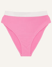 Textured High Waist Bikini Briefs, Pink (PINK), large