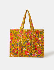 Floral Print Quilted Tote Bag, , large