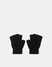 Plain Fingerless Gloves, Black (BLACK), large