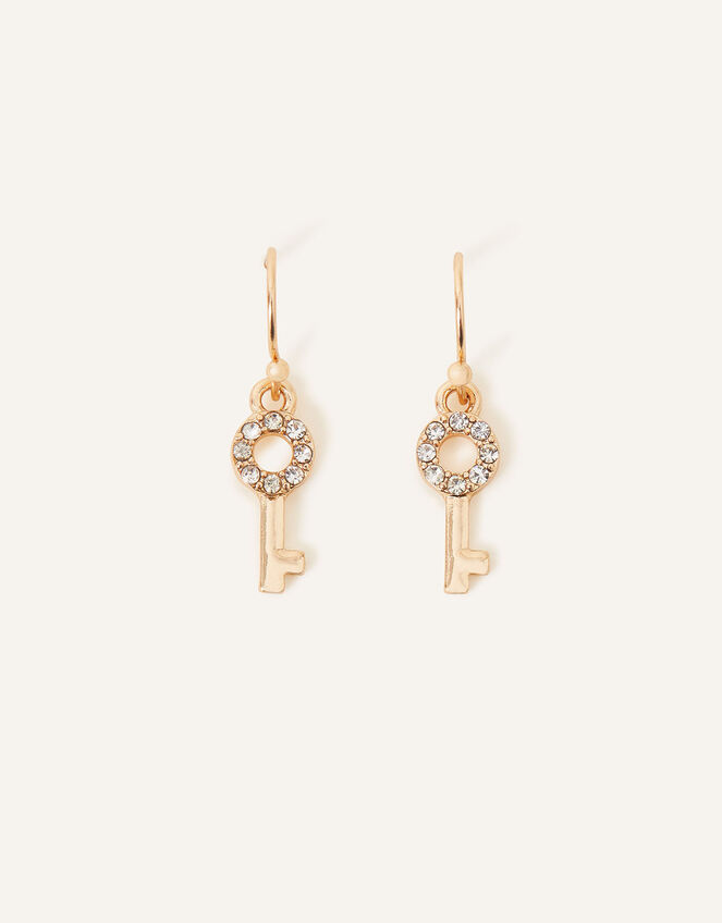 Sparkle Key Short Drop Earrings, , large