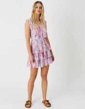 Ditsy Floral Ruffle Mini Dress, Multi (BRIGHTS-MULTI), large