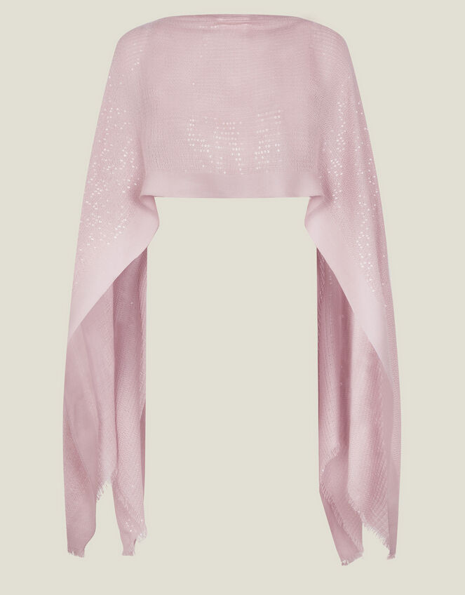 Sequin Embellished Poncho, Pink (PALE PINK), large