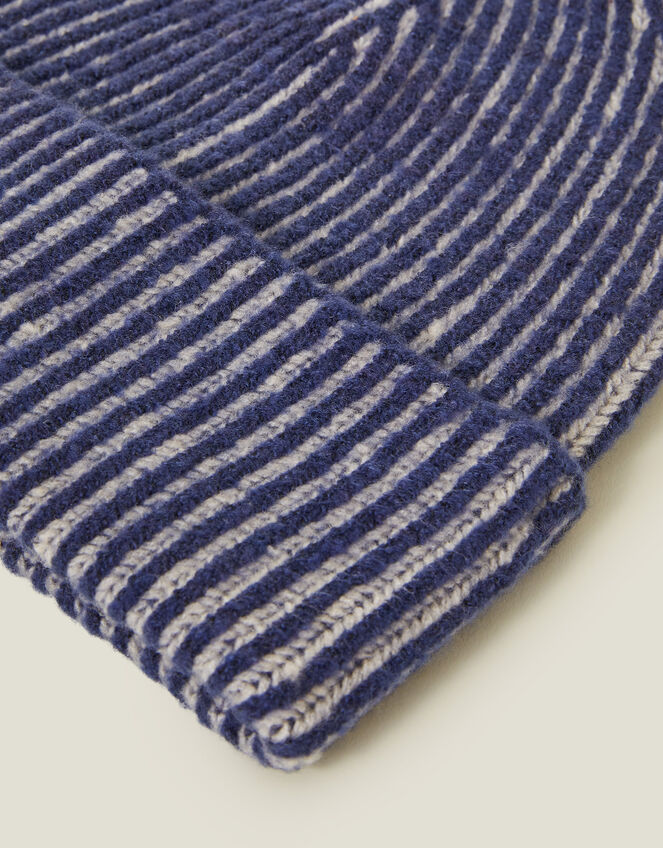 Chunky Rib Beanie Hat, Blue (NAVY), large