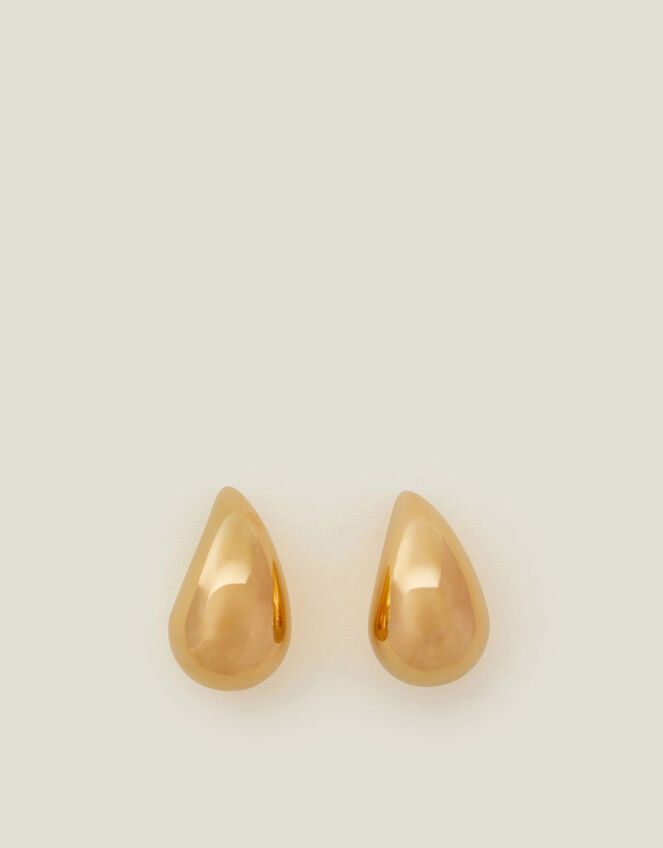 14ct Gold-Plated Stainless Steel Chunky Teardrop Earrings, , large