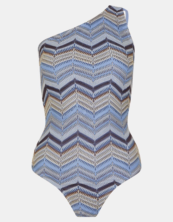 Crochet One-Shoulder Swimsuit, Multi (MULTI), large