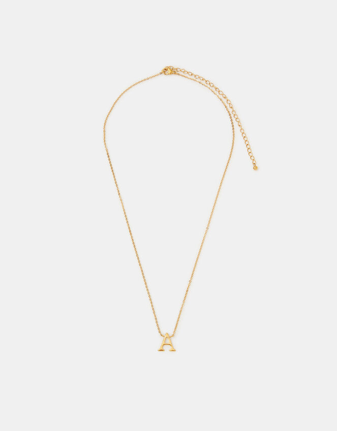 Stainless Steel Initial Pendant Necklace, Gold (GOLD), large