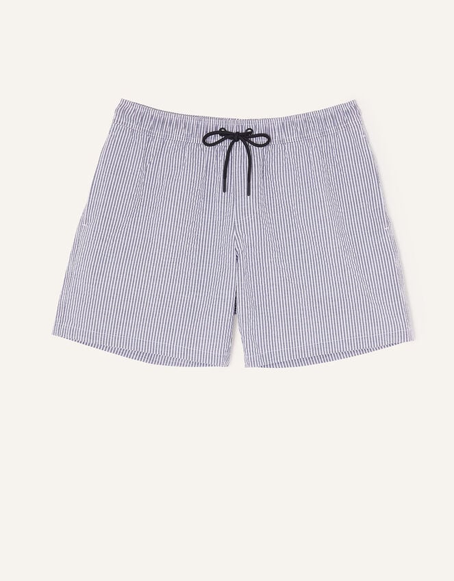 Mens Seersucker Stripe Swimming Shorts, Grey (GREY), large