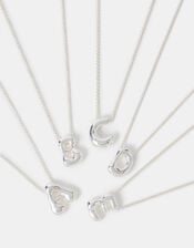 Bubble Initial Pendant Necklace, Silver (SILVER), large