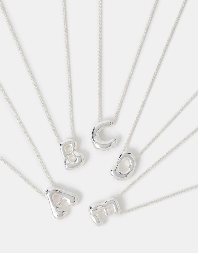 Bubble Initial Pendant Necklace, Silver (SILVER), large