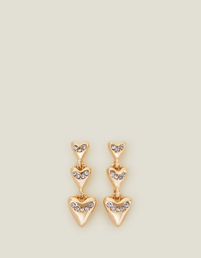 Triple Heart Drop Earrings, , large