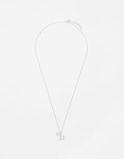 Sterling Silver Heart Initial Necklace - D, , large