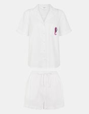 Seahorse Print Short Pyjamas Set, White (WHITE), large