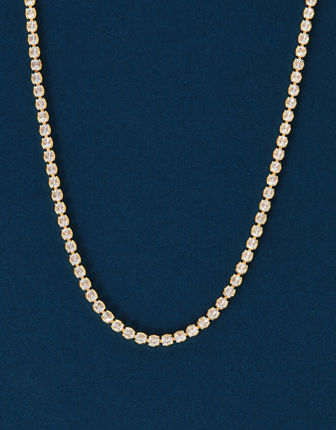 14ct Gold-Plated Sparkle Tennis Necklace, , large