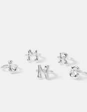 Sterling Silver-Plated Bubble Initial Ring, Silver (ST SILVER), large