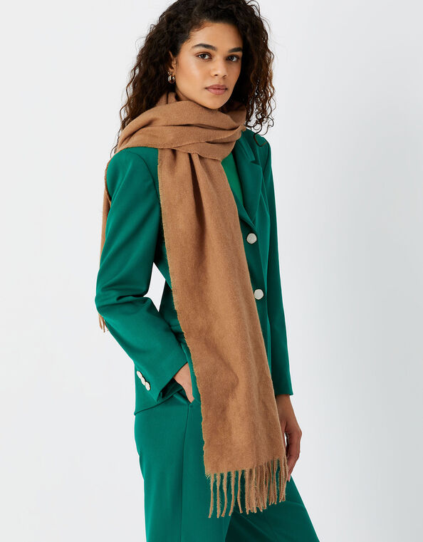 Plain Tassel Scarf, Camel (CAMEL), large