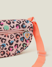 Girls Colourful Leopard Print Cross-Body Bag, , large