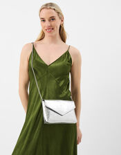 Metallic Envelope Crossbody Bag, Silver (SILVER), large