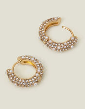 Pearl and Crystal Encrusted Hoops, , large