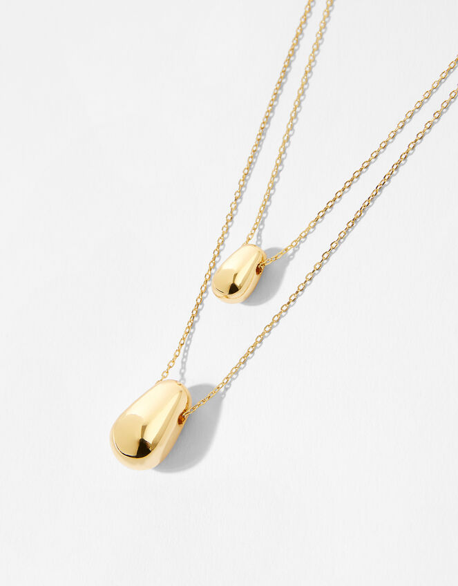 Gold-Plated Layered Pebble Necklace, , large