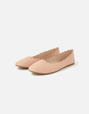 Scallop Ballerina Flats, Nude (NUDE), large