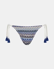 Zig-Zag Stitch Tie Bikini Bottoms, Blue (BLUE), large