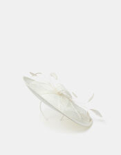 Large Woven Bow Disc Fascinator, Ivory (IVORY), large