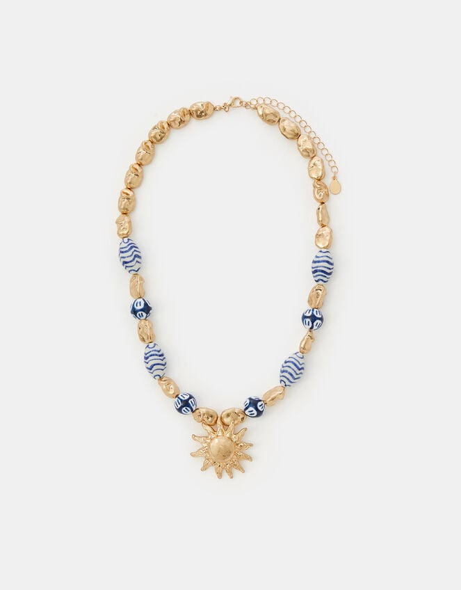 Sun Pendant Beaded Necklace, , large