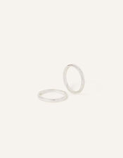 Sterling Silver-Plated Textured Rings Set of Two, Silver (ST SILVER), large