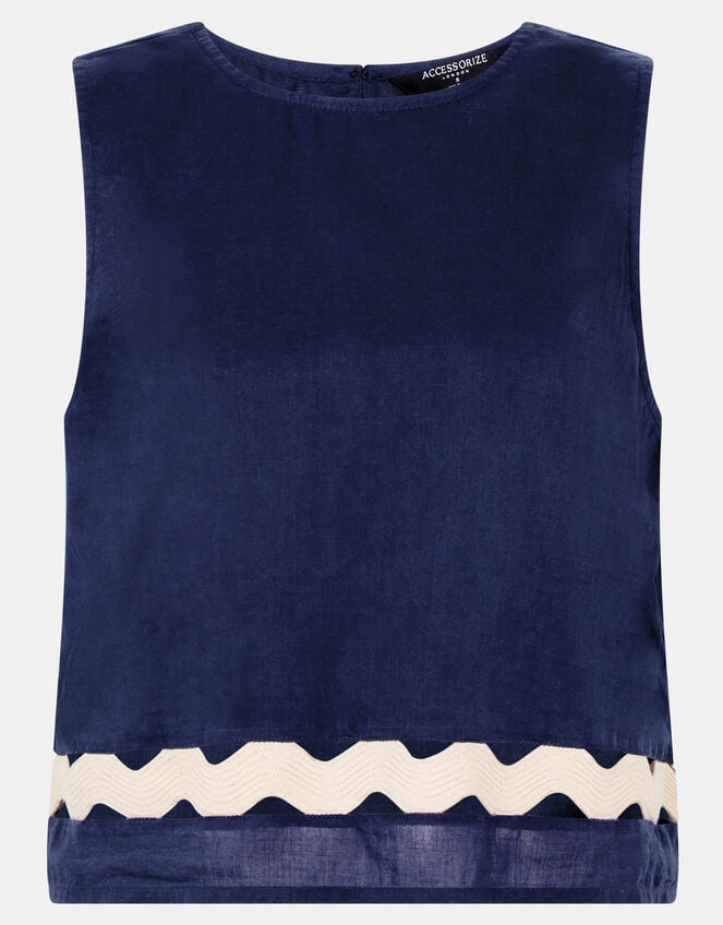 Ric Rac Sleeveless Top, Blue (NAVY), large