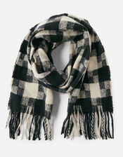 Luna Monochrome Check Blanket Scarf, , large