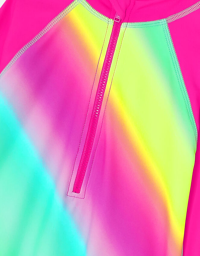 Girls Rainbow Long Sleeve Swimsuit, Multi (BRIGHTS-MULTI), large
