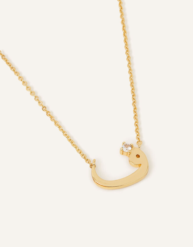 14ct Gold-Plated Arabic Initial Pendant Necklace - F (Faa), , large
