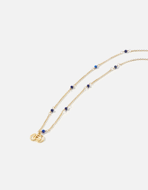 Gold-Plated Beaded Third Eye Chakra Necklace, , large