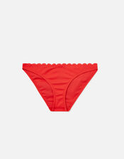 Scallop Trim Bikini Briefs, Red (RED), large