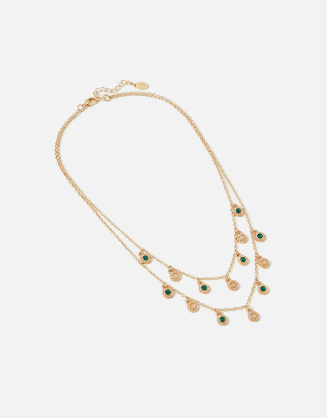 Emerald Drop Layered Necklace, , large