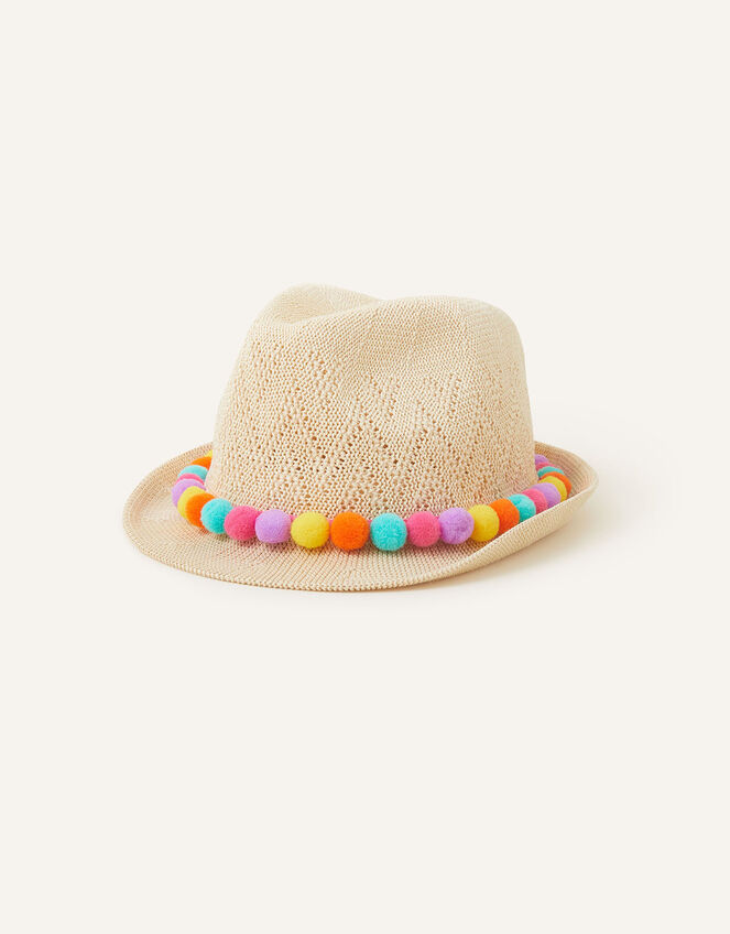 Kids Pom-Pom Packable Trilby, Multi (BRIGHTS-MULTI), large