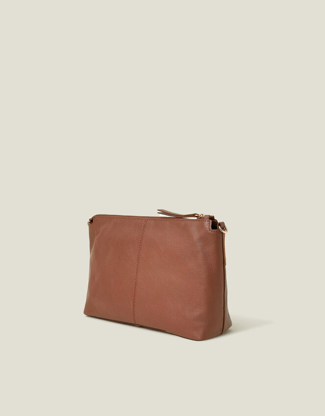Leather Webbing Strap Cross-Body Bag, Tan (TAN), large