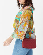 Quilted Chain Cross-Body Bag, Red (RED), large