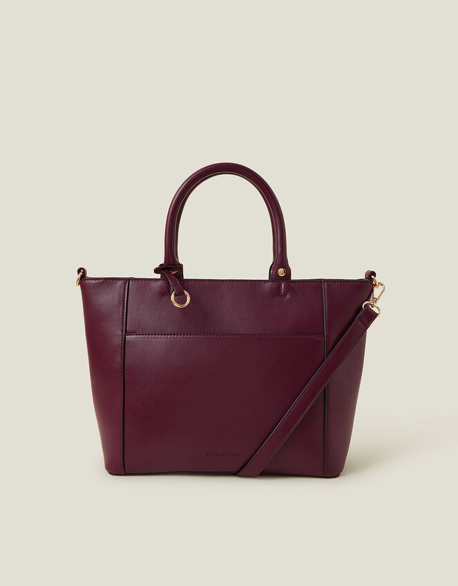 Monica Faux Leather Handbag, Red (BURGUNDY), large