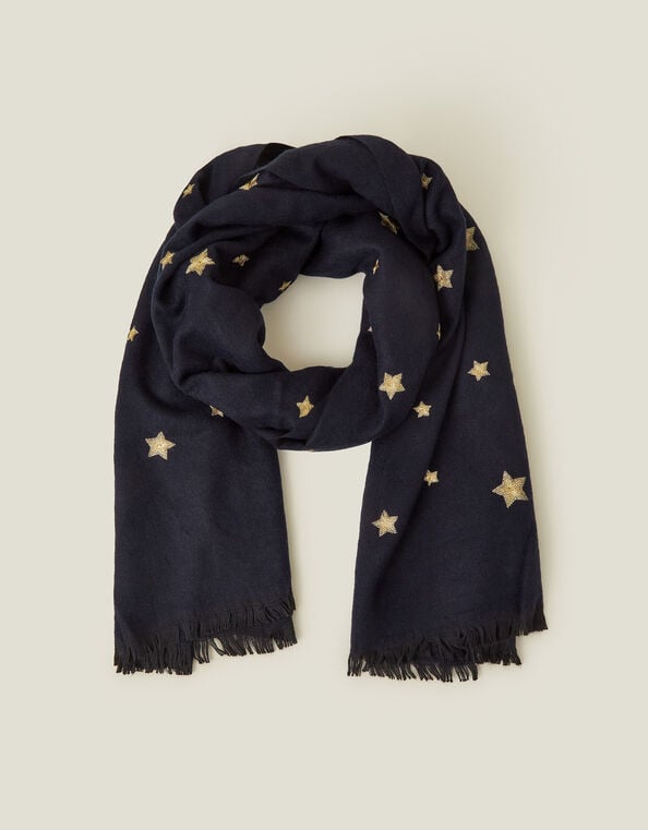 Star Embroidered Blanket Scarf, , large