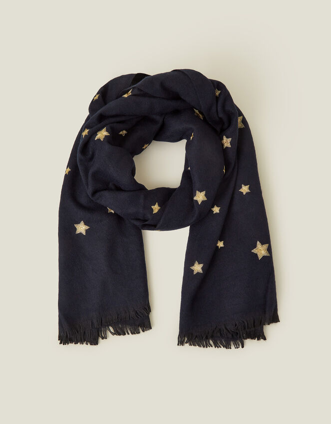 Star Embroidered Blanket Scarf, , large