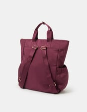 Nylon Top Handle Backpack, Red (BURGUNDY), large