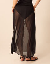 Knot Wrap Sarong Skirt, Black (BLACK), large