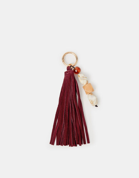 Beaded Suede Tassel Bag Charm, , large