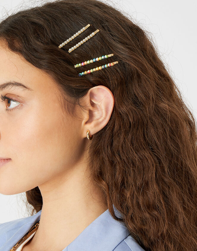 Gem and Pearl Hair Slides 6 Pack Hair clips Accessorize UK